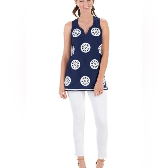 Mud Pie Gigi Embroidered Sleeveless Tunic M (8-10) - Picture 1 of 8